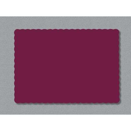 SMITH LEE 9.5x13.5 Burgundy Scallop Edge Value Paper Placemates, PK1000 PP41008